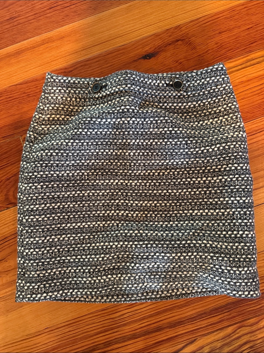 LOFT Textured Black & White Tweed Mini Skirt